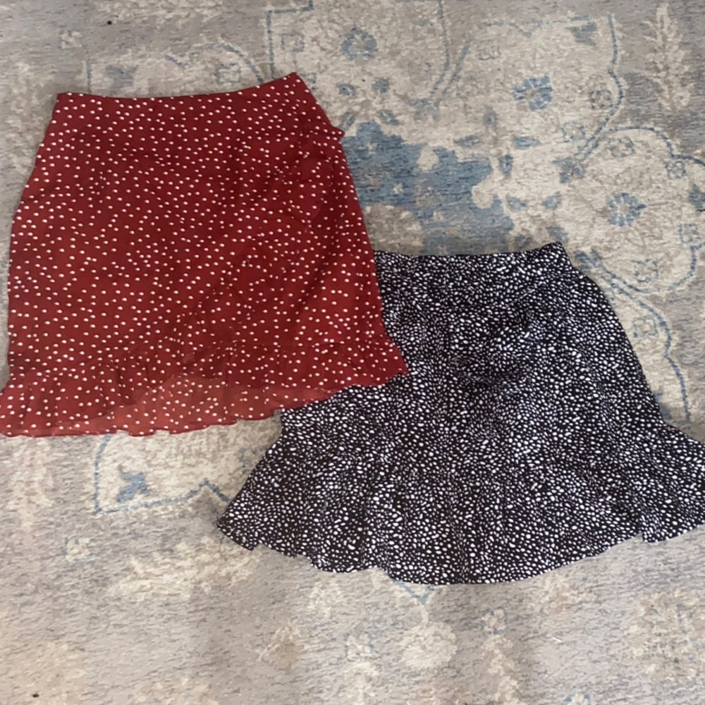 SHEIN Red and Black Polka Dot Skater Skirts